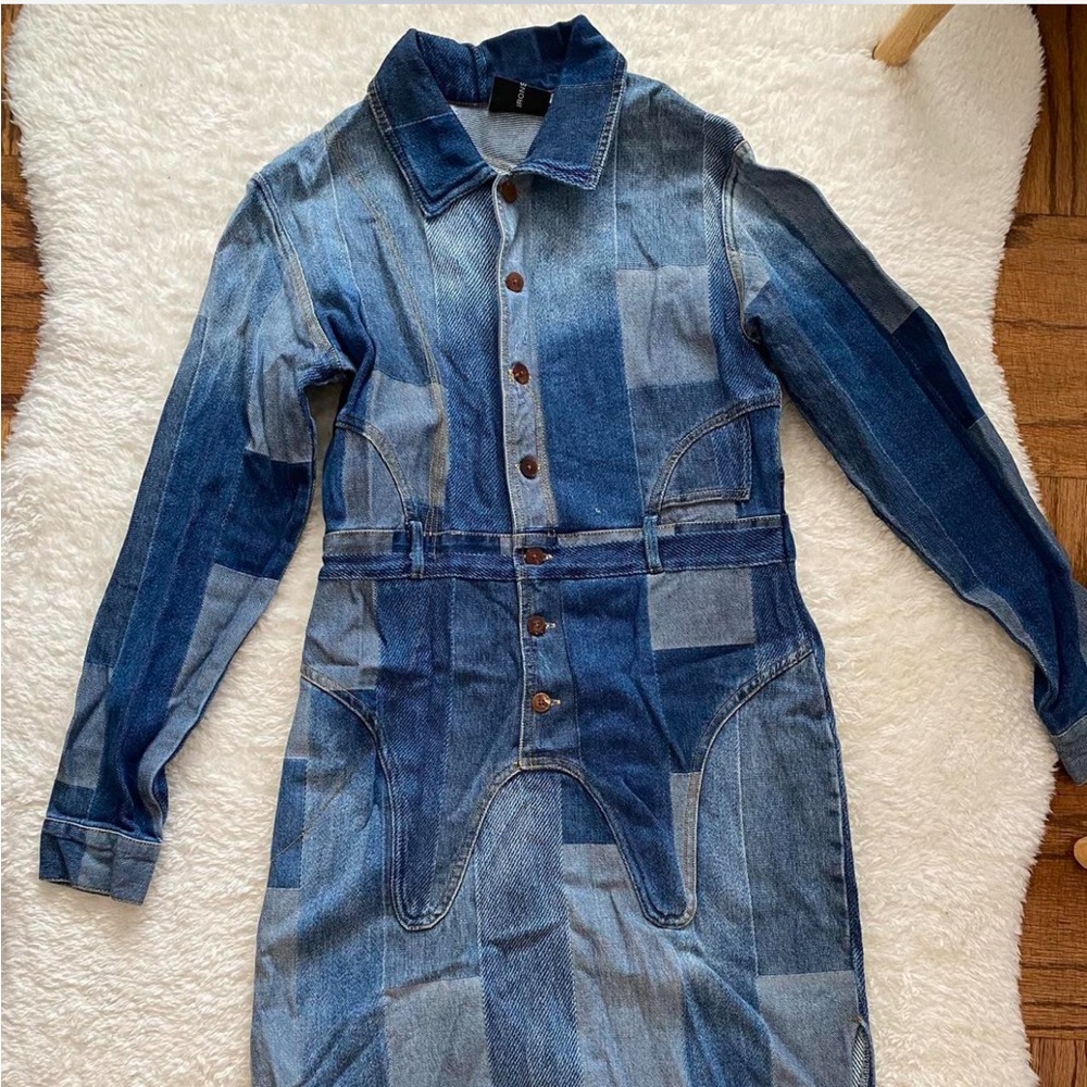 Blue Denim Patchwork Designer Dress - image 1